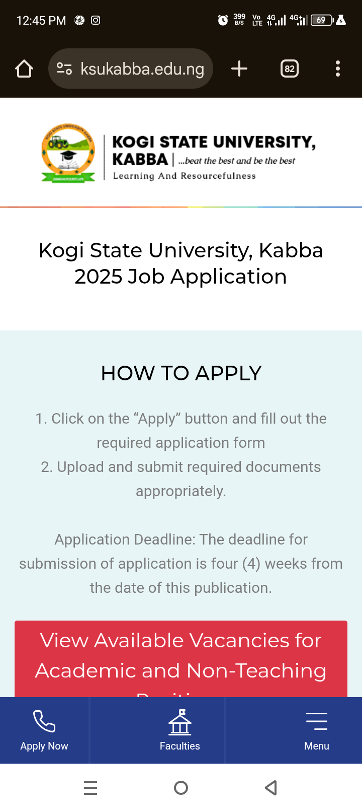 Kogi State University Kabba Recruitment 2025- Application Form and Portal.